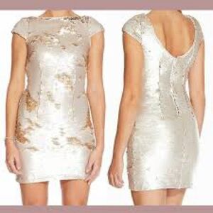 Vince Camuto Metallic Gold Two Toned Sequin Dress